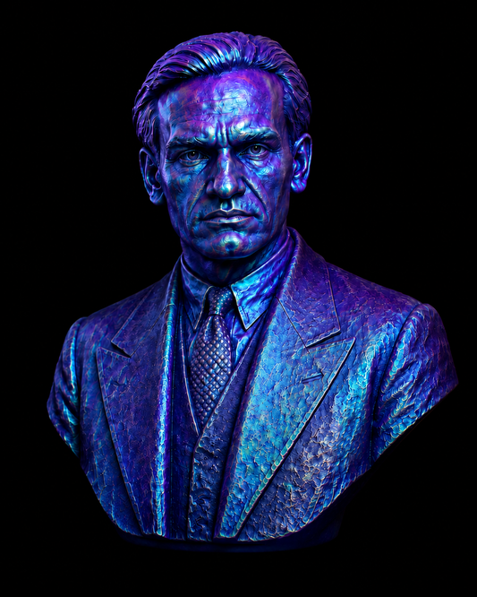 César Vallejo bust – iridescent 3D-printed collectible sculpture by The Mannekins