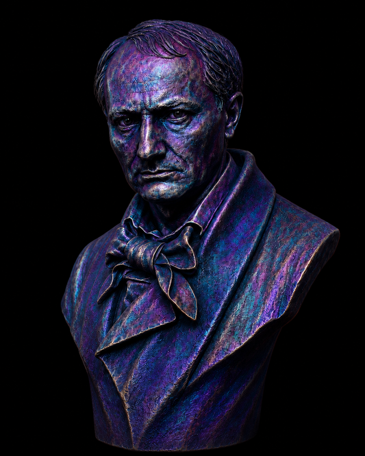 Charles Baudelaire bust – iridescent 3D-printed collectible sculpture by The Mannekins