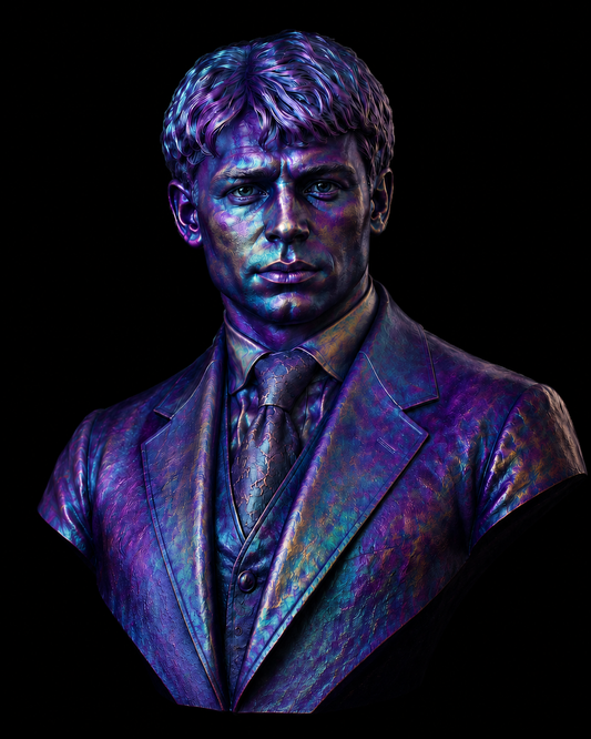Sergei Esenin bust – iridescent 3D-printed collectible sculpture by The Mannekins