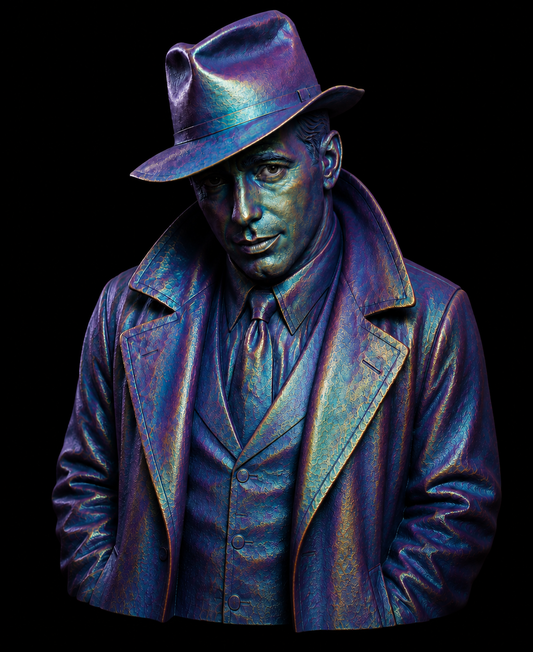 Humphrey Bogart bust – iridescent 3D-printed collectible sculpture by The Mannekins