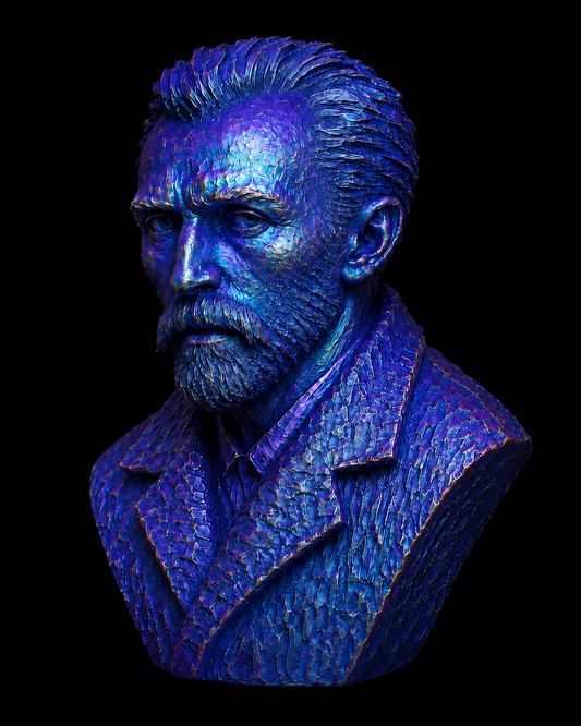 Vincent van Gogh bust – iridescent 3D-printed collectible sculpture by The Mannekins