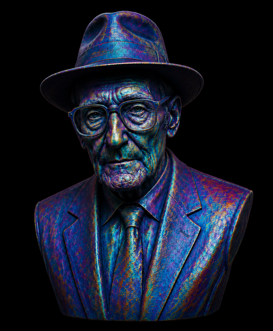 William S. Burroughs bust – iridescent 3D-printed collectible sculpture by The Mannekins